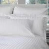 Hotel Pillow Cases - 1.5cm Satin Stripe - 100% Cotton - 200tc - Oxford Style - Pair - White