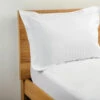 Hotel Pillow Cases - 1.5cm Satin Stripe - Polyester / Cotton - 240tc - Oxford Style - Pair - White