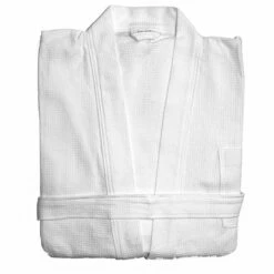 Hotel Bathrobes - Luxury Waffle Weave - 50% Polyester/50% Cotton - Kimono Style - White