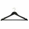 Hotel Wooden Hooked Coat Hanger - Chrome Standard Hook - Wooden Bar - 50 Per Case - Black Wood