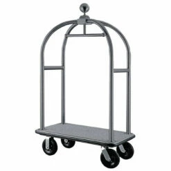 Luggage Trolley - Bolero Luggage Cart - Carpeted Base - 1910(h)x1120(w)x610(d)mm - Stainless Steel