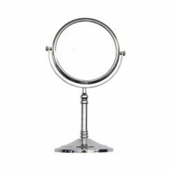 Bathroom Mirror - Free Standing Cosmetic / Shaving Mirror - Double Sided - 150mm Dia Face - Chrome