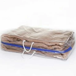 Hotel Blanket Storage Bag - Zipped - With Carrying Handles - Heavy Duty Clear Pvc - Pack Of 10
