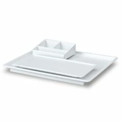 Hotel Hospitality Welcome Tray - Northmace Free Standing 3 Part Beverage Tray - White