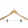 Hotel Wooden Security Coat Hanger - Chrome Security Stem - Skirt Clips - 50 Per Case - Light Wood