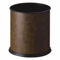 Hotel Waste Bins - Luxury Vinyl Covered Bedroom Bin - 10 Litre - Brown
