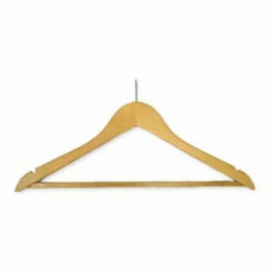 Hotel Wooden Security Coat Hanger - Security Stem - Wooden Trouser Bar - 50 Per Case - Light Wood