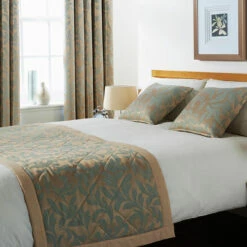 Mitre Kensington Design Quilted Bed Runner - High Quality Polyester / Cotton Jacquard - Duck Egg