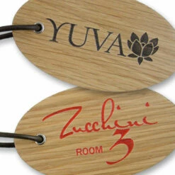 Chunky Solid Wood Engraved Oval Key Tag