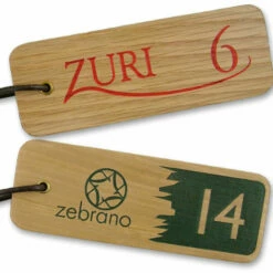 Chunky Solid Wood Engraved Rectangular Key Tag