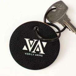 Leather Effect Round Black Key Fob