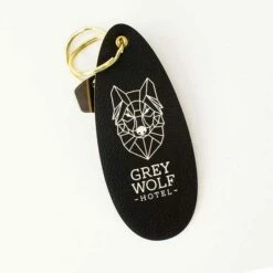 Leather Effect Teardrop Black Key Fob