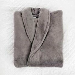 Microfibre Bathrobe - Mitre Vienna - 100% Polyester - Large - Grey