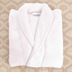 Microfibre Bathrobe - Mitre Vienna - 100% Polyester - 300gsm - Shawl Collar - White