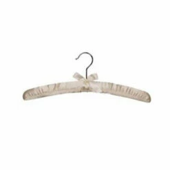 Hotel Padded Satin Coat Hanger - Standard Metal Hook - 50 Per Case - Ivory