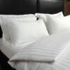 Hotel Pillow Cases - 1cm Satin Stripe - 100% Cotton - 250 Thread Count - Pair - White
