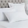 Hotel Pillow Cases - Oxford Style - 1cm Satin Stripe - 100% Cotton - 250tc - Pair - White