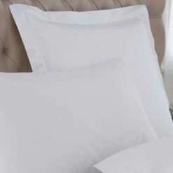 Hotel Pillow Cases - Luxury Polyester Cotton Percale - 180tc - Pair - White