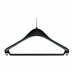Hotel Security Coat Hanger - Moulded Plastic - Trouser Bar - Security Stem - 50 Per Case - Black