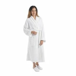 Pure Cotton Towelling Bathrobe - Mitre Verona - Large Size - White