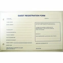 Guest Registration Form - Style A - 200x130mm (8x5 Inches)