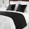 Mitre Simplicity Design Quilted Bed Runner - High Quality Faux Silk - Black
