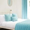 Mitre Simplicity Design Quilted Bed Runner - High Quality Faux Silk - Blue Heaven