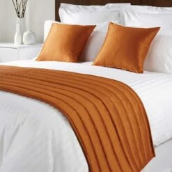 Mitre Simplicity Design Quilted Bed Runner - High Quality Faux Silk - Copper