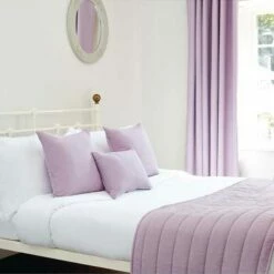 Mitre Simplicity Design Quilted Bed Runner - High Quality Faux Silk - Lavender Mist