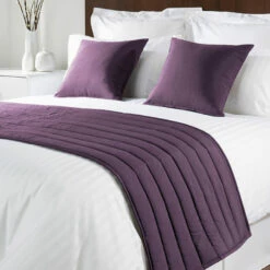 Mitre Simplicity Design Quilted Bed Runner - High Quality Faux Silk - Lilac