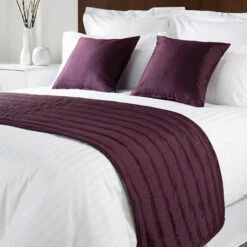 Mitre Simplicity Design Quilted Bed Runner - High Quality Faux Silk - Purple