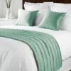 Mitre Simplicity Design Quilted Bed Runner - High Quality Faux Silk - Sea Green