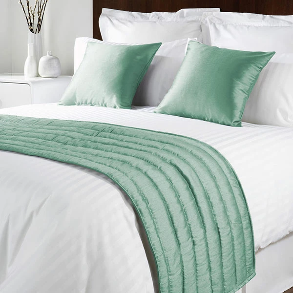 Mitre Simplicity Design Quilted Bed Runner - High Quality Faux Silk - Sea Green