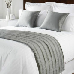 Mitre Simplicity Design Quilted Bed Runner - High Quality Faux Silk - Slate