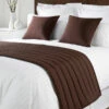 Mitre Simplicity Design Quilted Bed Runner - High Quality Faux Silk - Walnut
