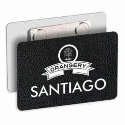 Staff Name Badges - Leather Effect Etched Badges - Black