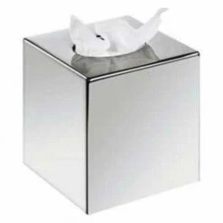 Tissue Box - Corby Devon Cube Tissue Box Cover - Chrome Finish - Case Of 6