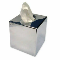 Tissue Box - Cube Tissue Box Cover - Abs Plastic - Chrome Finish