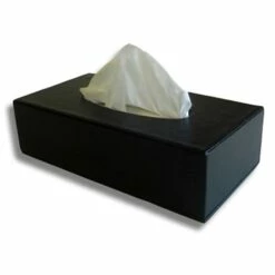 Tissue Box - Rectangular Tissue Box Cover - Faux Leather - Black