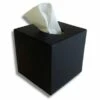 Tissue Box - Boutique / Cube Tissue Box Cover - Faux Leather - Black