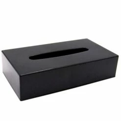 Tissue Box - Oblong Tissue Box Cover - Abs Plastic - 25x14x6.5cm - Glossy Black