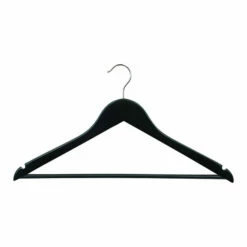 Hotel Wooden Hooked Coat Hanger - Corby Chelsea - Hooked - Trouser Bar - Black - 100 Per Case