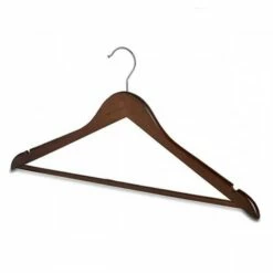 Corby Chelsea Hooked Wooden Coat Hanger - Trouser Bar - Dark Wood - 100 Per Case