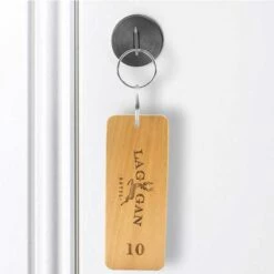 Light Wood Engraved Key Tag
